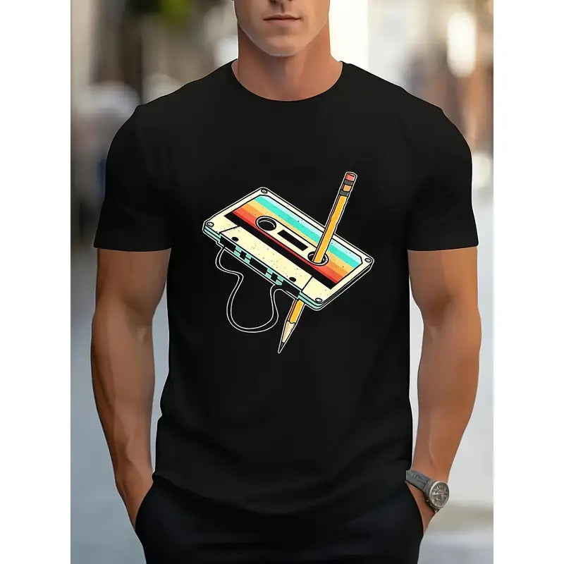Retro Cassette Tape Pencil T-Shirt
