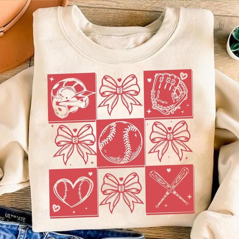 Retro Checkered Baseball Coquette , Game Day Baseball , Baseball Mom , Baseball Bow , Baseball Mama Shirt , Tis the...