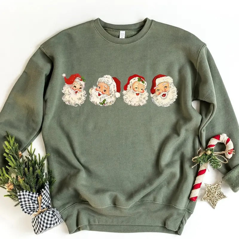 Retro Cheerful Santa Tshirt, Santa Merry Christmas Shirt, Vintage Santa Claus Graphic Tee, Xmas Women Men Gift, Classic...