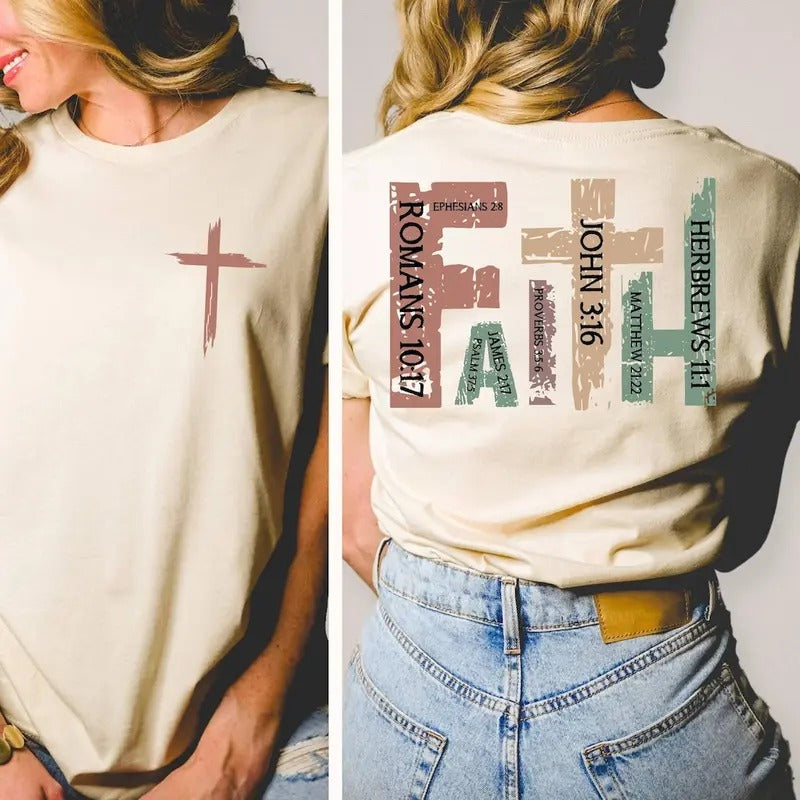Retro Christian Shirt, Bible Verse Shirt, Religious Shirt, Retro Faith Shirt, Christian Cross Shirt Cotton Top Menswear...