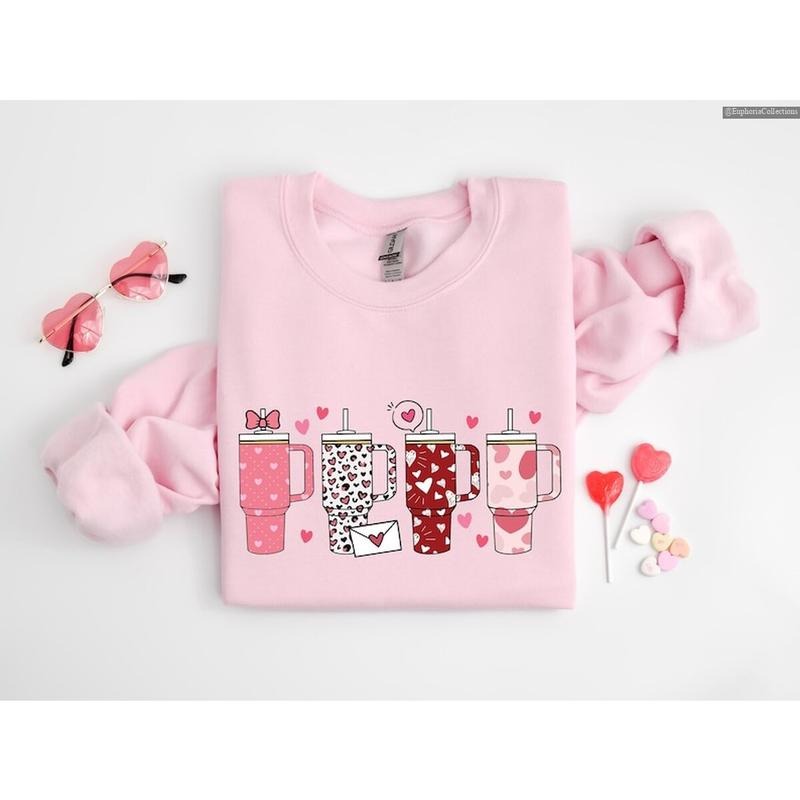 Retro Coquette Obsessive Cup Disorder Valentine's Day Sweatshirt Hoodie T-Shirt, Candy Heart Love Cup Valentine Gift ,...