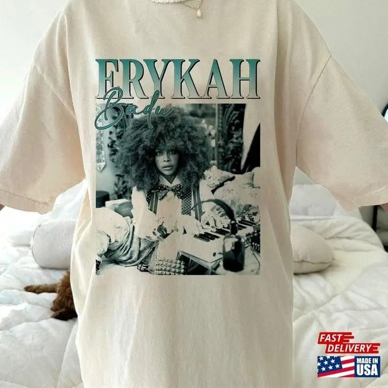 Retro Erykah Badu Shirt Music Concert Tour 2023 T-Shirt Crewneck Cotton Hoodie, Sweatshirt | TeeBloomCo.com