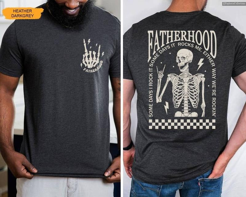 Retro Fatherhood Father's Day Shirt, Skeleton Daddy New Dad T-Shirt, Tee Gift for Husband, Cool Dad Club , Global...