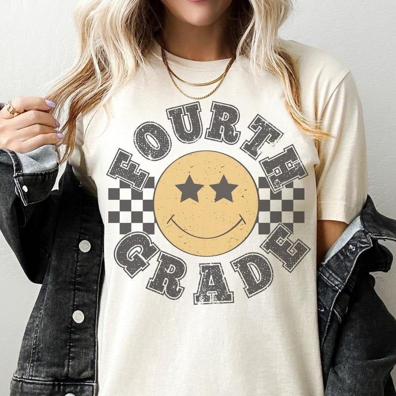 Retro Fourth Grade Teacher Shirt, 4th Grade Teacher Tee, First Day of School Matching Tshirt Hoodie, Sweatshirt