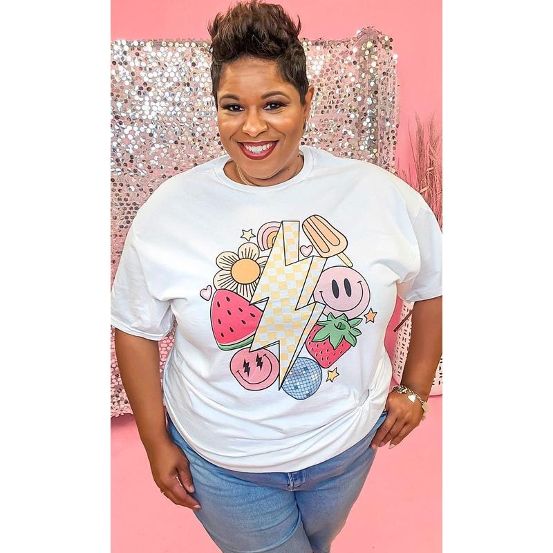 Retro Fruity Summer Adult White Shirt Hoodie, Sweatshirt | TeeBloomCo.com