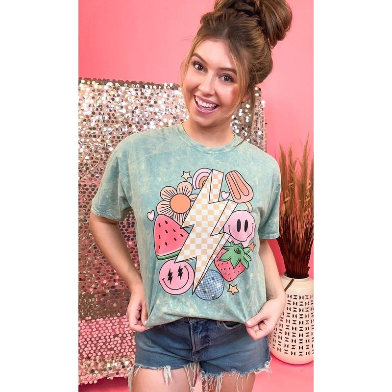 Retro Fruity Summer Mineral Washed Cool Mint Shirt Hoodie, Sweatshirt | TeeBloomCo.com