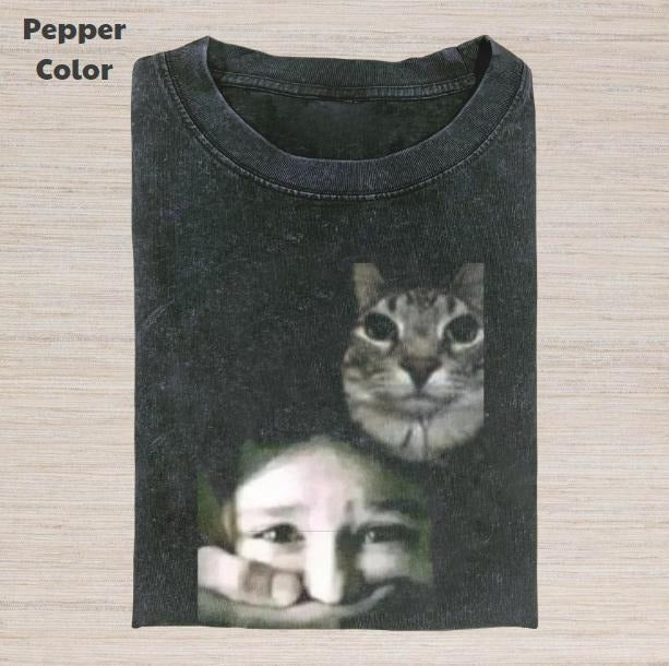 Retro Funny Vintage Graphic Tee, Cat Silent T-Shirt, Animal Shirt, Unisex Meme Cringe Funny Dumb Shirt, Gift For Men...