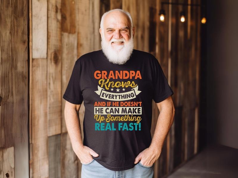 Retro Grandpa Knows Everything T Shirt, Fun Grandpa Shirt, Grandfather Tee, Gifts For Papa, Father's Day Gift, Unisex...