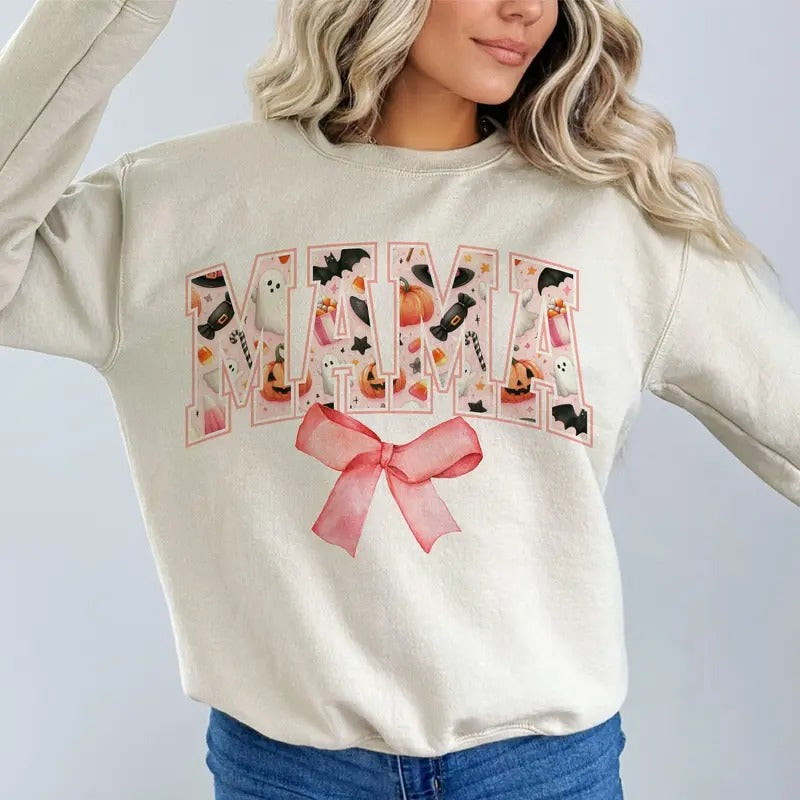 Retro Halloween Mama Coquette Shirt, Coquette Bow Halloween Shirt, Halloween Mama Shirt, Mama Shirt, Halloween...