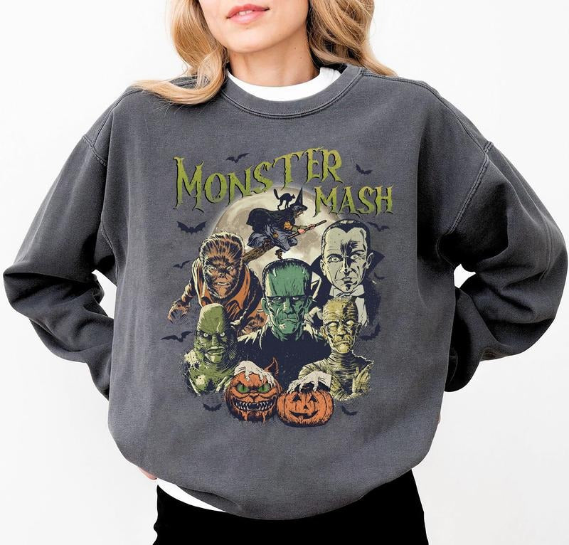 Retro Halloween Sweatshirt, Monster Mash Shirt, Spooky Season Sweater, 90s Halloween Sweatshirt, Monsters Shirt, Vintage...