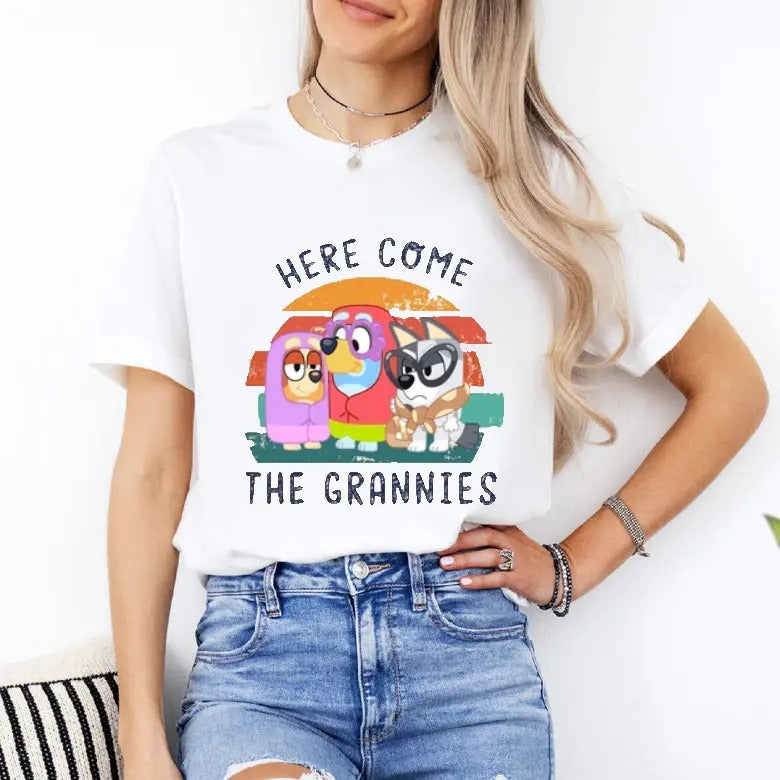 Retro Here Come The Grannies Tees, Holiday Tees, Blue Dog Sweatshirts, Bingo Shirt, Adult Toddler Youth Shirts, Unisex...