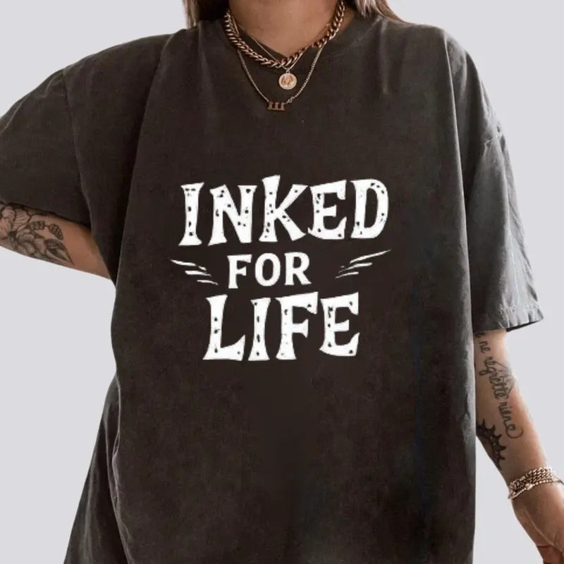Retro Inked For Life Tattoos Are Trashy Shirt, Funny Sayings Gothic Tattoos Graphic Printed Tee, Anti Tattoos Shirt,...
