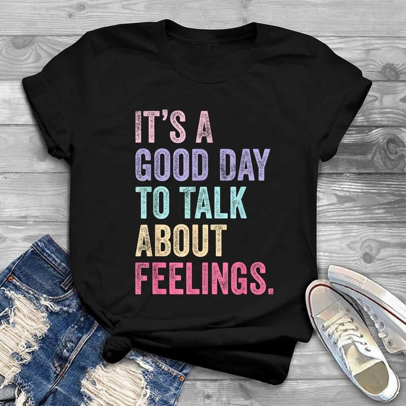 Retro It's a Good Day to Talk About Feelings T-Shirt, Social Work Gift, School Counselor Shirt, Cute Mental Health Shirt...