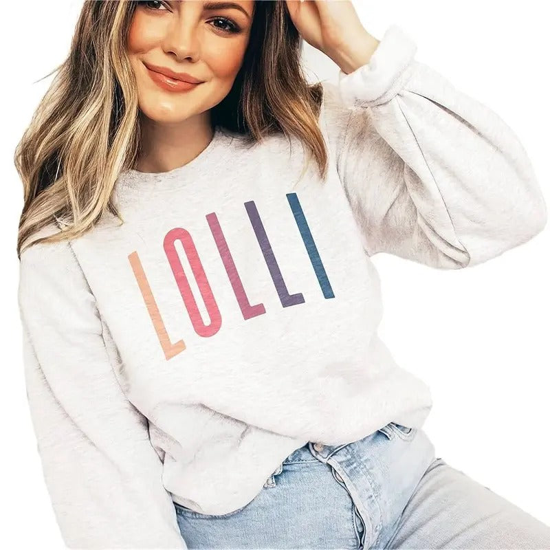 Retro Lolli Ombre Sweatshirt, New Grammy, Lolli Shirts, Pregnancy Reveal, Gift, Unisex Cotton Hoodie | TeeBloomCo.com