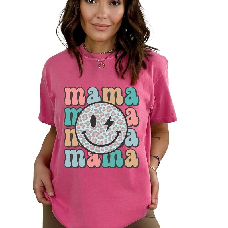 Retro Mama Shirt, Smiley Face Mama Shirt, Mother's Day Shirt For Mom, Mom Tshirt, Mama Tshirt, Pregnancy Announcement...