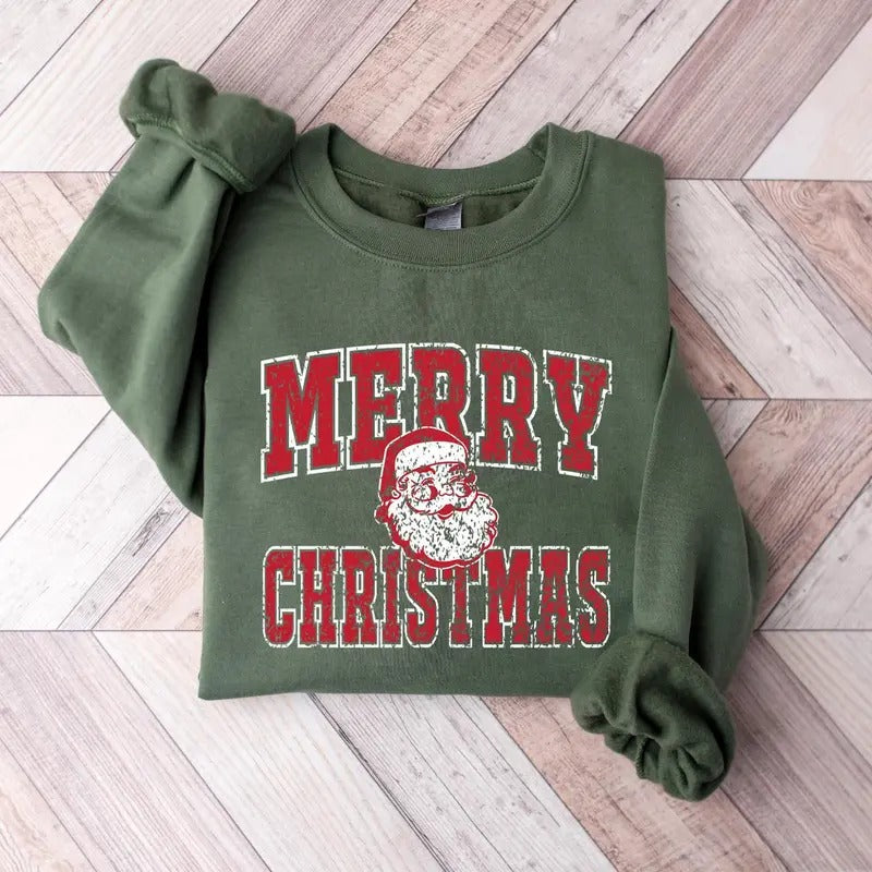 Retro Merry Christmas Santa Sweatshirt, Merry Christmas Shirt, Santa Claus Sweatshirt, Christmas Gift, Christmas Season...
