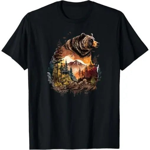 Retro Mountain Nature Animal Wildlife Forest Outdoors Bear T-Shirt Made in USA Hoodie, Sweatshirt | TeeBloomCo.com