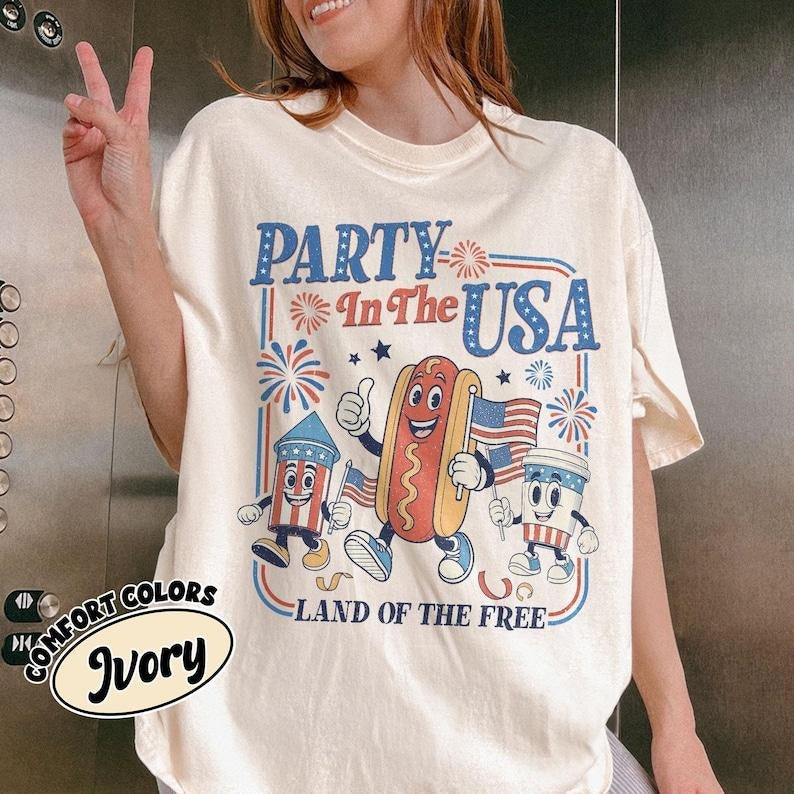 Retro Party In The Usa Comfort Colors Shirt, 4th Of July Graphic Shirt, Patriotic Independence Day Tee, Cute Patriotic...