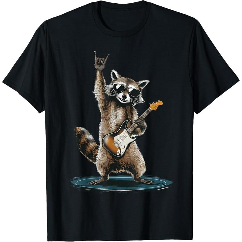 Retro Raccoon Rock Music With Guitar Gift Men Kids Women T-Shirt made in us Hoodie, Sweatshirt | TeeBloomCo.com