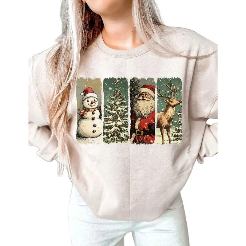 Retro Santa Claus Sweatshirt, Retro Christmas Tee Womenswear Sweaters Pullover Hoodie | TeeBloomCo.com
