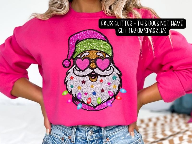 Retro Santa with Glasses Christmas Sweatshirt T-Shirts, Hoodie | TeeBloomCo.com