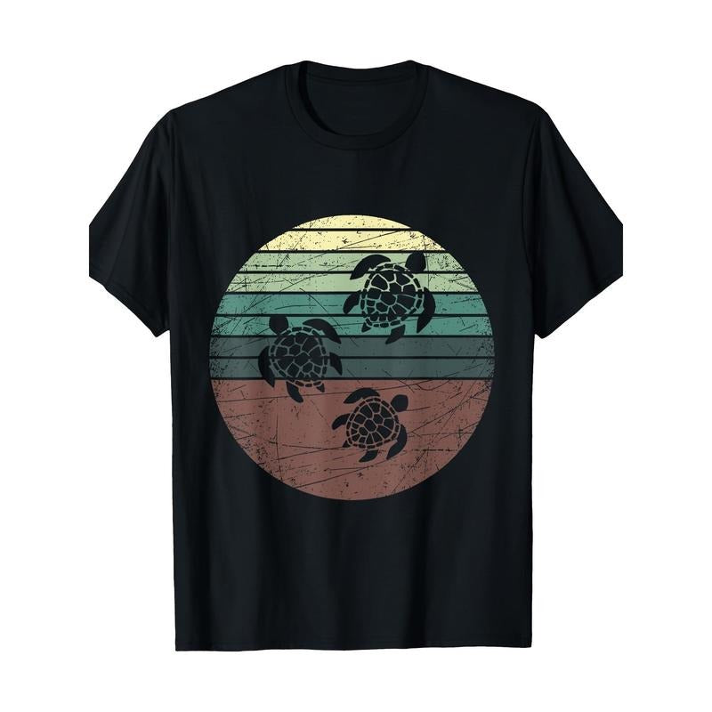 Retro Sea Turtle. 220 Grams100% Cotton T-shirt made in usa Hoodie, Sweatshirt | TeeBloomCo.com