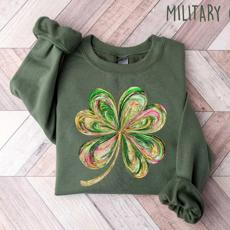 Retro Shamrock Sweatshirt, Womens Shenanigans Sweatshirt, Cute St Patricks Day Sweatshirt, Lucky Sweatshirt, Irish Shirt,...