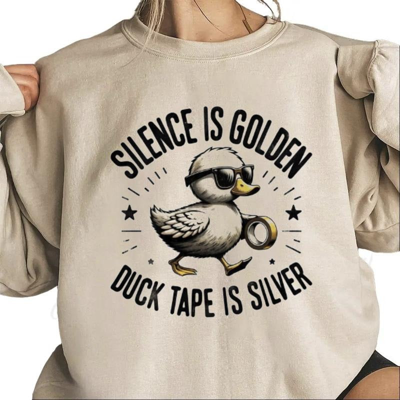 Retro Silence Is Golden Duck Tape Is Silver Sweatshirt Funny Duck T-Shirt Hoodie Hunting Season 2025 tee | TeeBloomCo.com