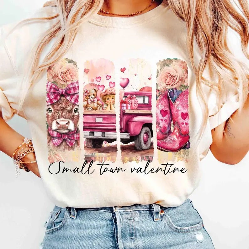 Retro Small Town Valentines_Shirt Gift For Woman and Man Unisex T-Shirt Hoodie, Sweatshirt | TeeBloomCo.com