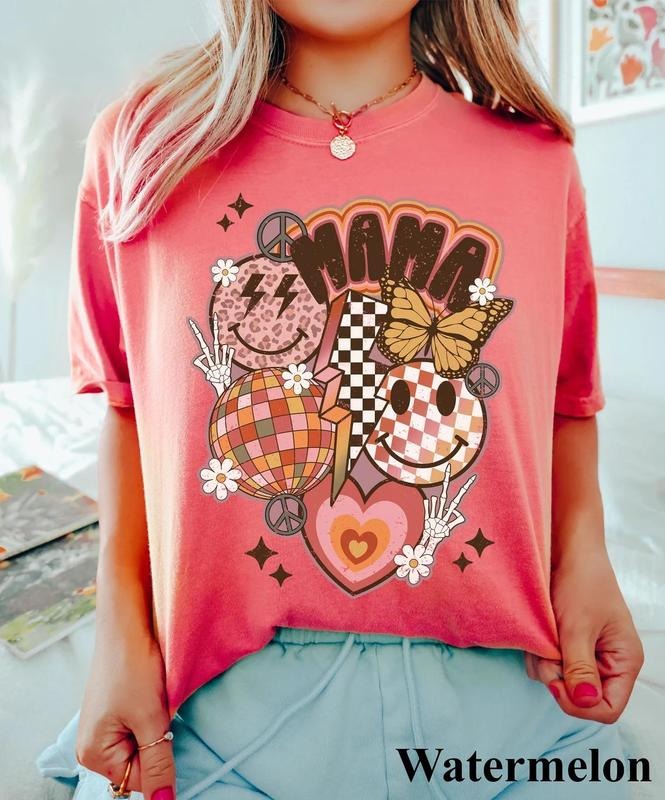 Retro Smiley Mama Shirt, Mom Shirt for mom for Mother's Day, Funny Mom Shirt, Mama T shirt, Mama Smiley Tee, Mama Tees,...