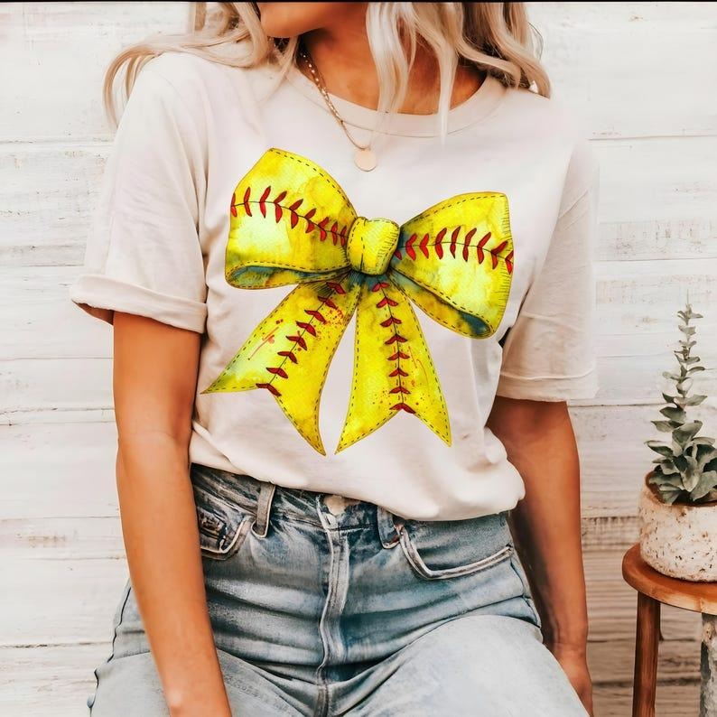 Retro Softball Bow Tshirt, Coquette Bow Softball Tshirt, Mama mom, Softball T Shirt Hoodie, Sweatshirt | TeeBloomCo.com