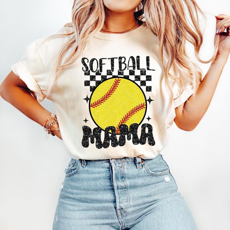 Retro Softball Mama Shirt, Softball Sports T-Shirt, Trendy Retro Mom Cotton Unisex Tshirt Hoodie, Sweatshirt | TeeBloomCo.com