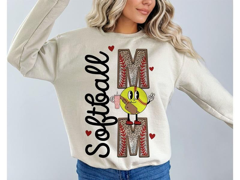 Retro Softball Mama Sweater, Glitter Softball Sweatshirt, Sports Mama Shirt, Trendy Retro Mom Sweatshirt, Mother's Day...