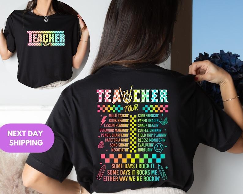 Retro Teacher Tour Front and Back Print Shirt, Gift for Teacher, Teacher Tour Shirt, End of Year Shirt, Teacher Gift,...