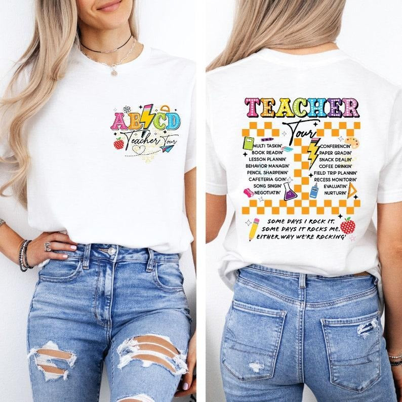 Retro Teacher Tour Shirt, ABCD Teacher Shirt,Back To School Shirt,Teacher Gift, First Day of School Shirt, Elementary...