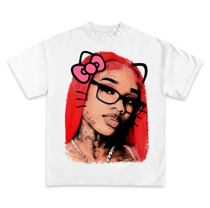 Retro Vibe Sexyy Kitty Rap Tee Vintage Style Big Face Hip Hop T-shirt Hoodie, Sweatshirt | TeeBloomCo.com
