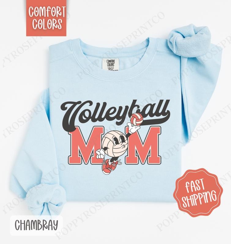 Retro Volleyball Mom Comfort Colors Sweatshirt, Volleyball Mom Women's Crewneck, Cute Volleyball Mom Women's Sweater...