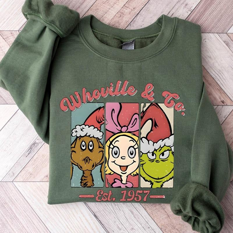 Retro Whoville Est 1957 Christmas Crewneck Sweatshirt, Hoodie, T-shirt | TeeBloomCo.com