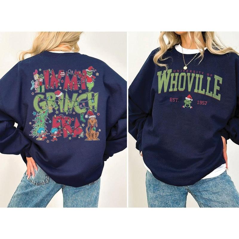 Retro Whoville University Crewneck, In My Grinch Era Sweatshirt, Grinchmas Hoodie, Grinch University Sweater, Grinch...