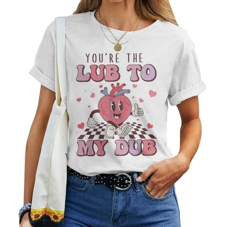 Retro You're The Lub To My Dub Cvicu Nurse Valentine Cardiac Women, Cupid Crew, Trendy Graphic Tees, Women's Valentine's...