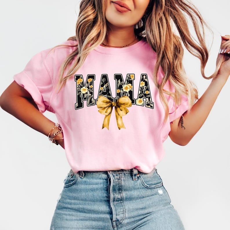 Retro tshirt, Coquette Bow Mama T-shirt, Mother's Day Shirt, Coquette Bow Mama Tee, New Mom Gift, Mother's Day Outfit...