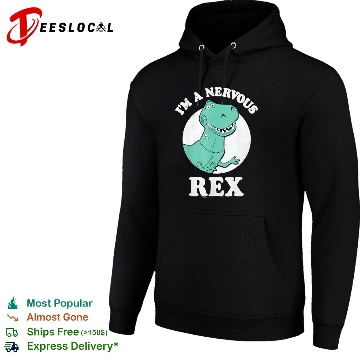 Rex nervous T-Rex Toy Story Pixar animated character humor shirt