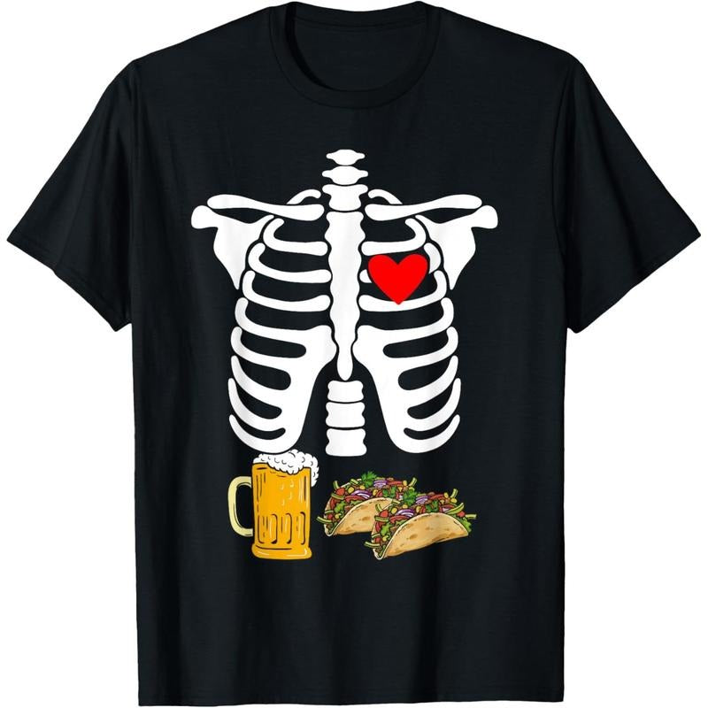 Rib Cage Skeleton X-Ray Drink Beer Taco Halloween Costume T-Shirt made in usa Hoodie, Sweatshirt | TeeBloomCo.com