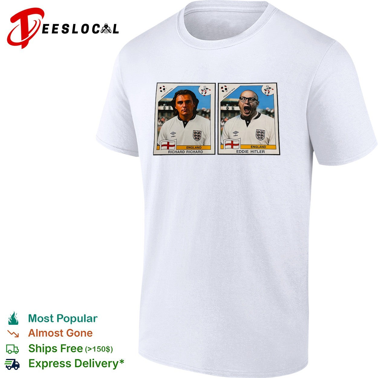 Richard Richard Eddie Hitler Bottom England Italia 90 Parody Football Soccer shirt