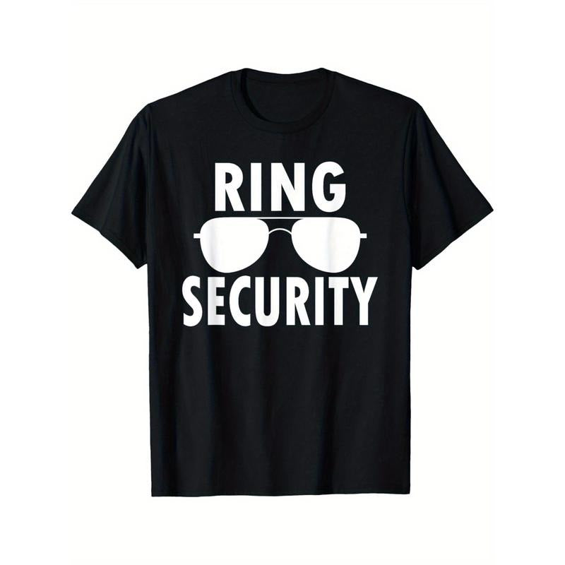 Ring Security Wedding Party T-Shirt, Cotton Crew Neck Casual Tee, Regular Fit Knit Fabric Top with Slight Stretch, with...