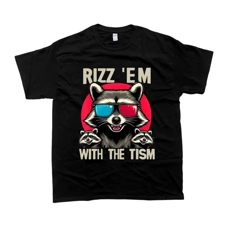 Rizz Em with the Tism Retro Vintage Style Raccoon Meme Tshirt Hoodie, Sweatshirt | TeeBloomCo.com