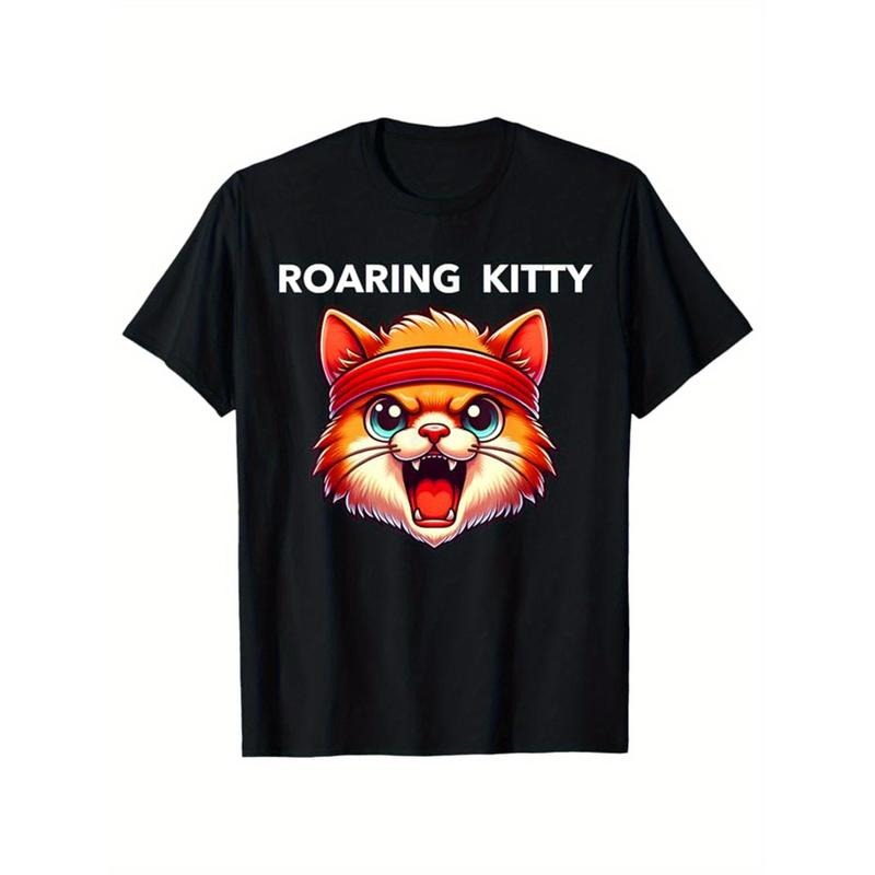 Roaring Kitty Print T Shirt, Tees for Men, Casual Short Sleeve T-shirt for Summer  made in usa Hoodie, Sweatshirt