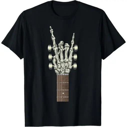 Rock On Skeleton Hand Guitar Rock & Roll Men Women Rock Band T-Shirt Made in USA Graphic Hoodie, Sweatshirt | TeeBloomCo.com