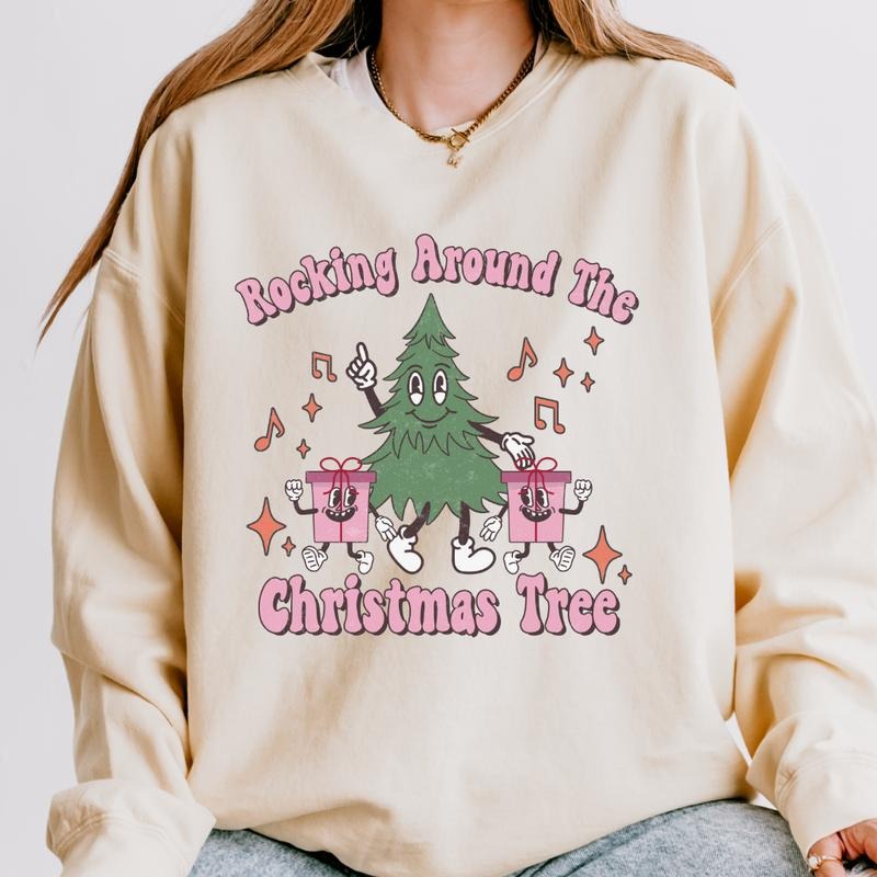 Rocking around the Christmas Tree Sweatshirt, Christmas Sweatshirt,  Women Sweatshirt, Holiday Christmas Sweatshirt,...