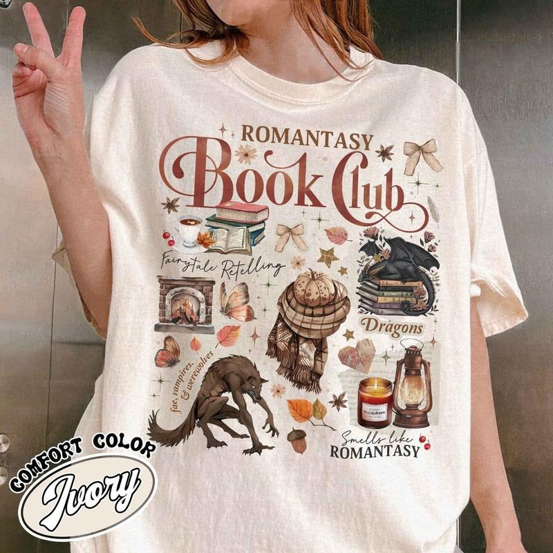 Romantasy Reader Book Club, Romantasy Book Club Shirt, Fall Book Shirt, Fall Love With Reading, Fall Book Club Shirt,...